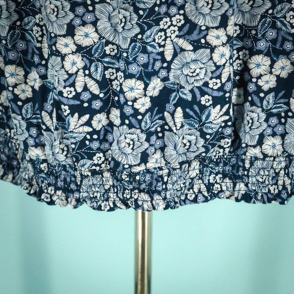 J. Jill Plus Size 4X Blue Floral Print Smocked Off the Shoulder Long Sleeve Top - Picture 2 of 7